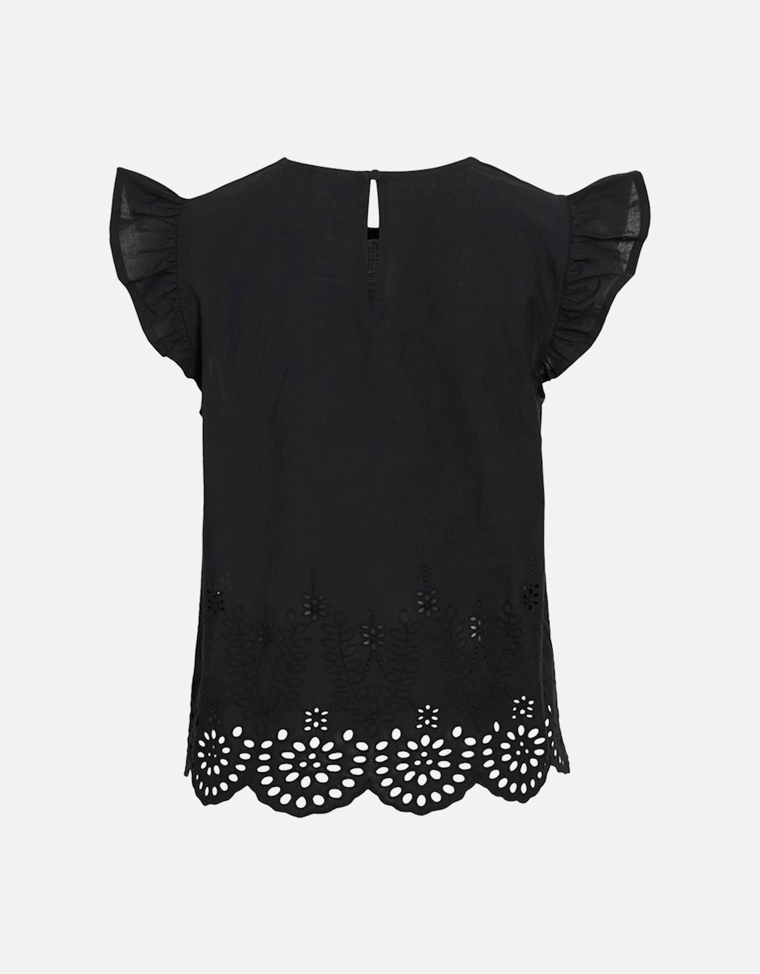 Women's Hortensa O-Neck Frill Top Black Beauty
