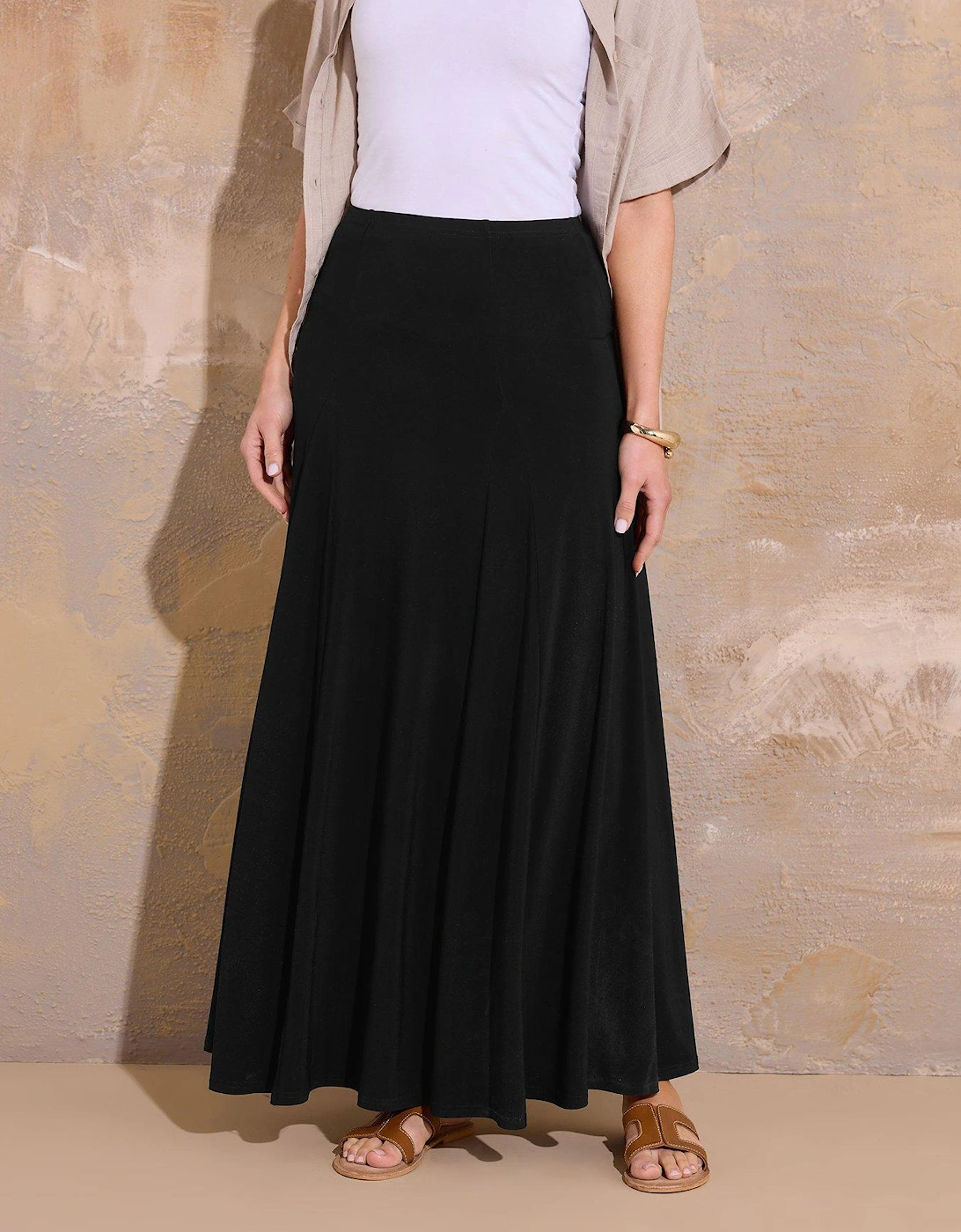 Godet Maxi Skirt - Black, 2 of 1