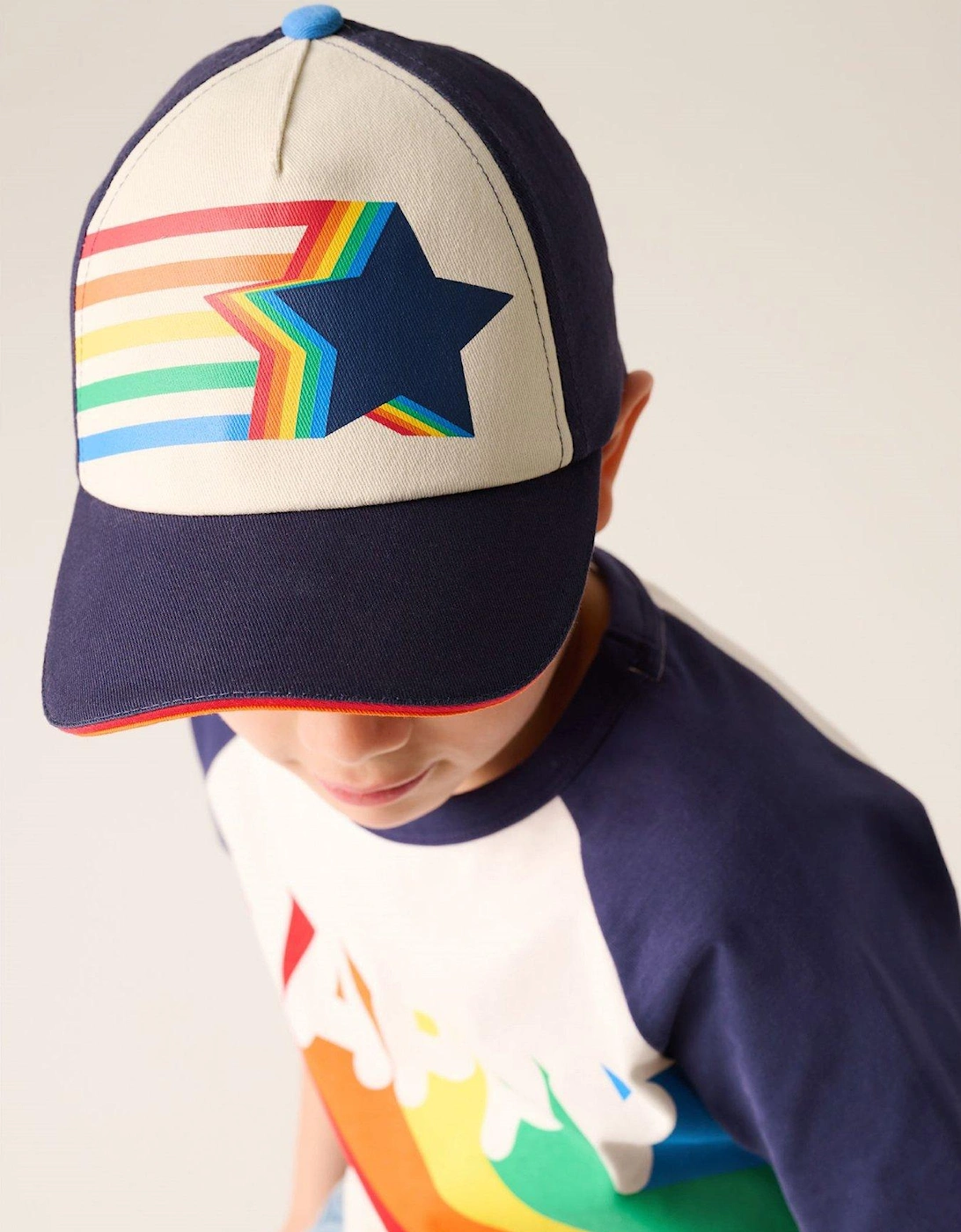 Boys Rainbow Star Cap - Navy, 2 of 1