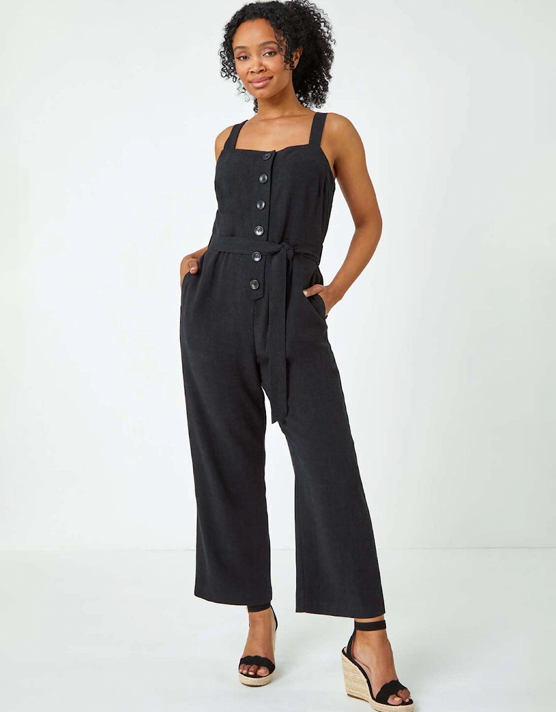 Petite Sleeveless Linen Blend Jumpsuit, 2 of 1
