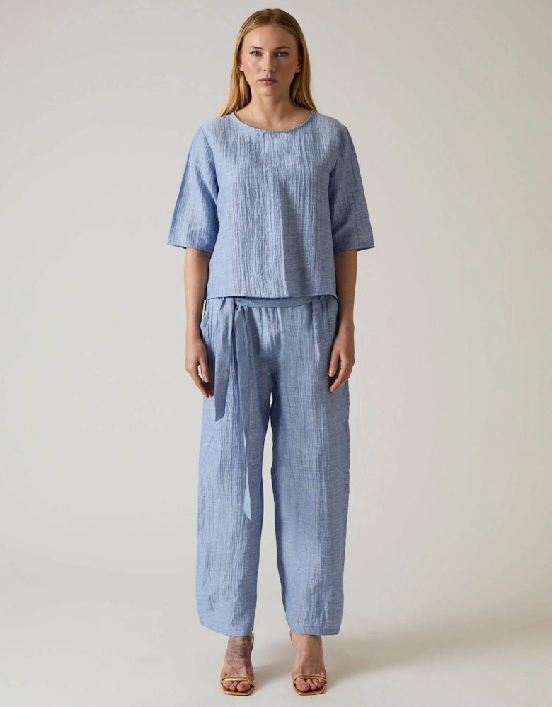 Blue Back Button Top