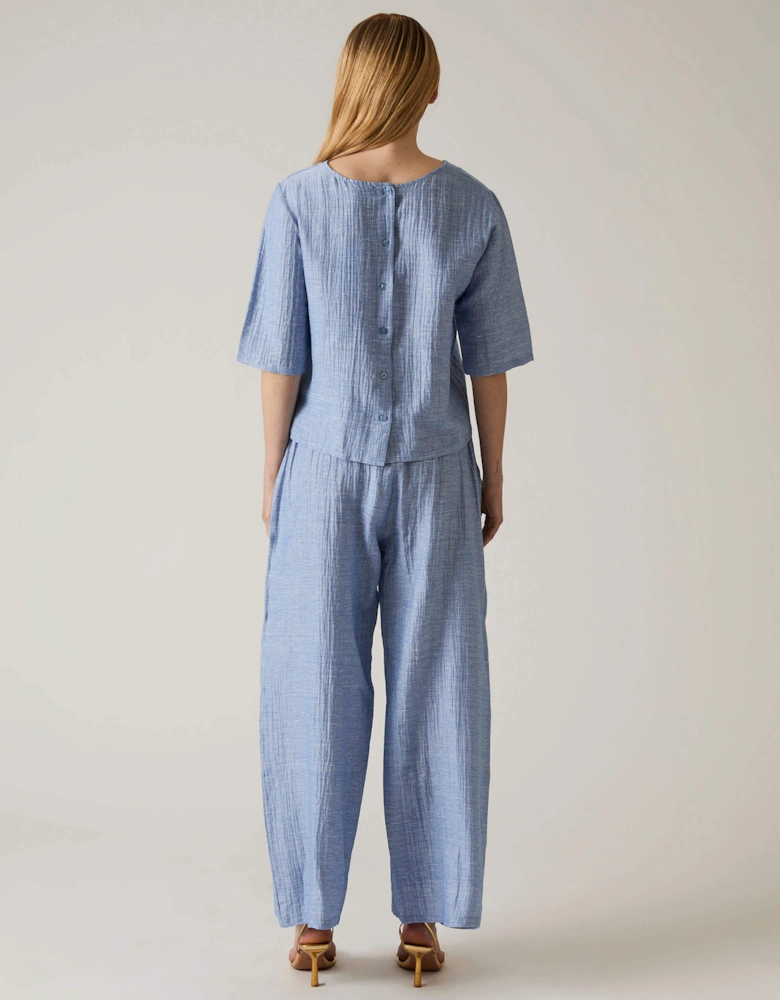 Blue Back Button Top