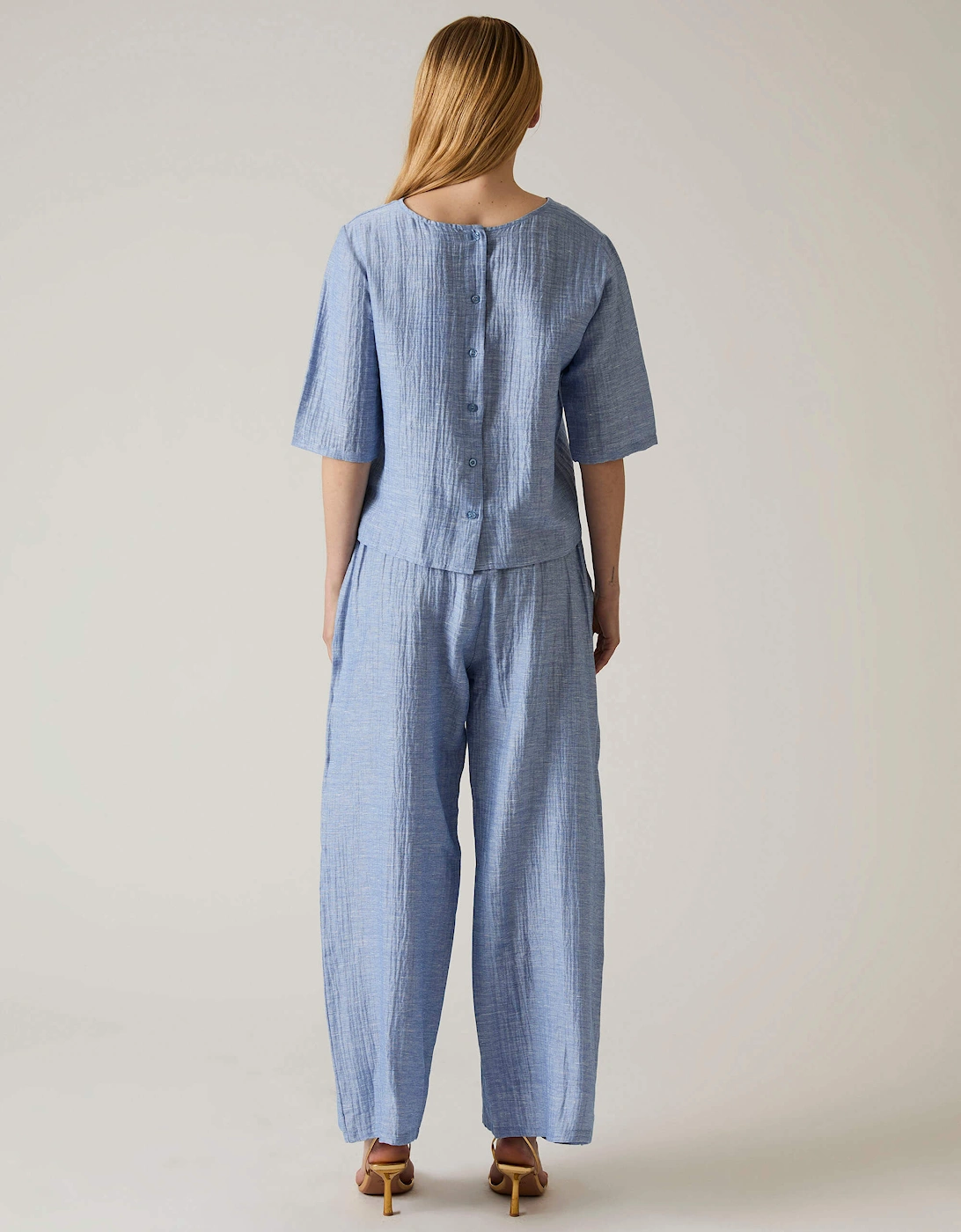 Blue Back Button Top