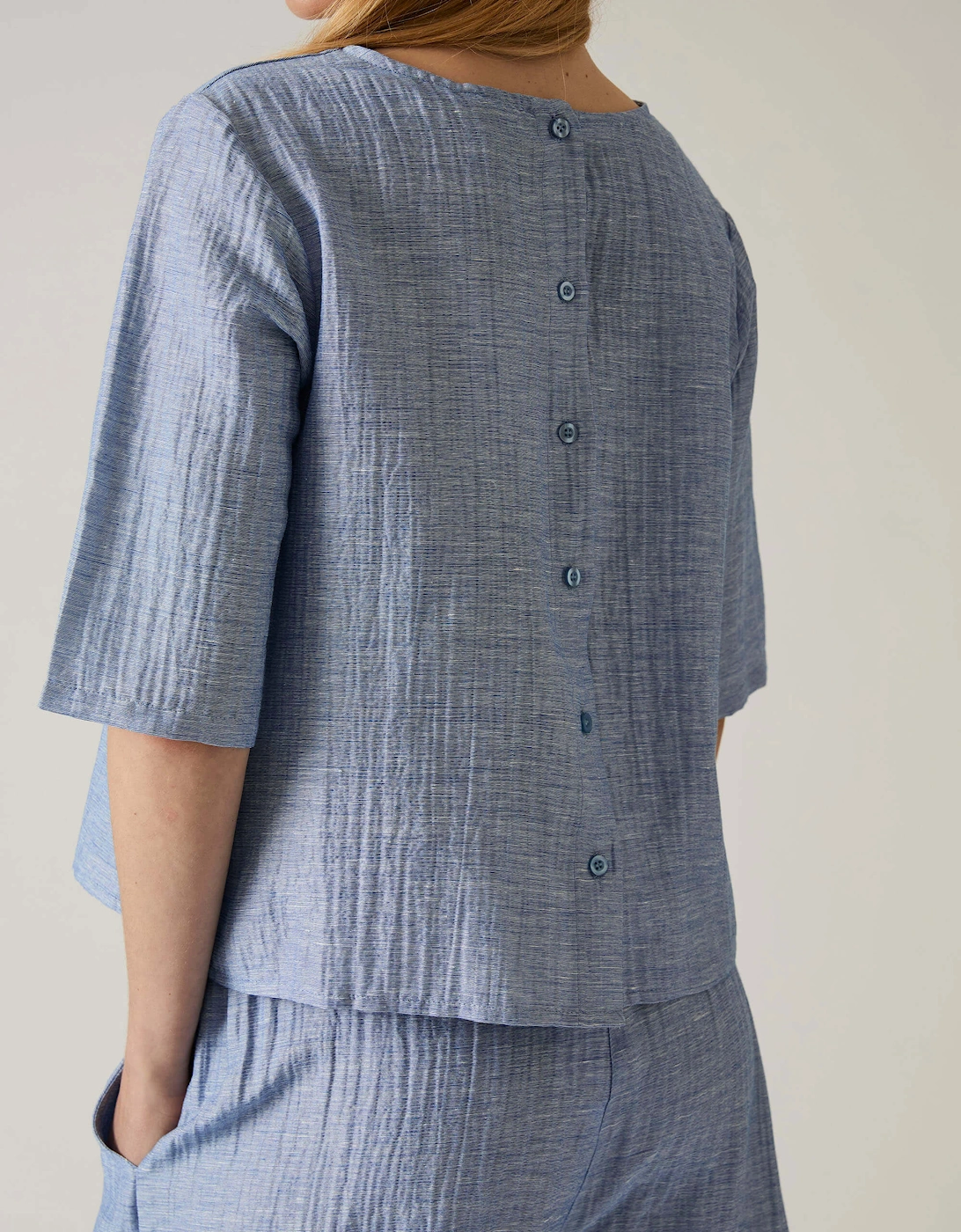 Blue Back Button Top