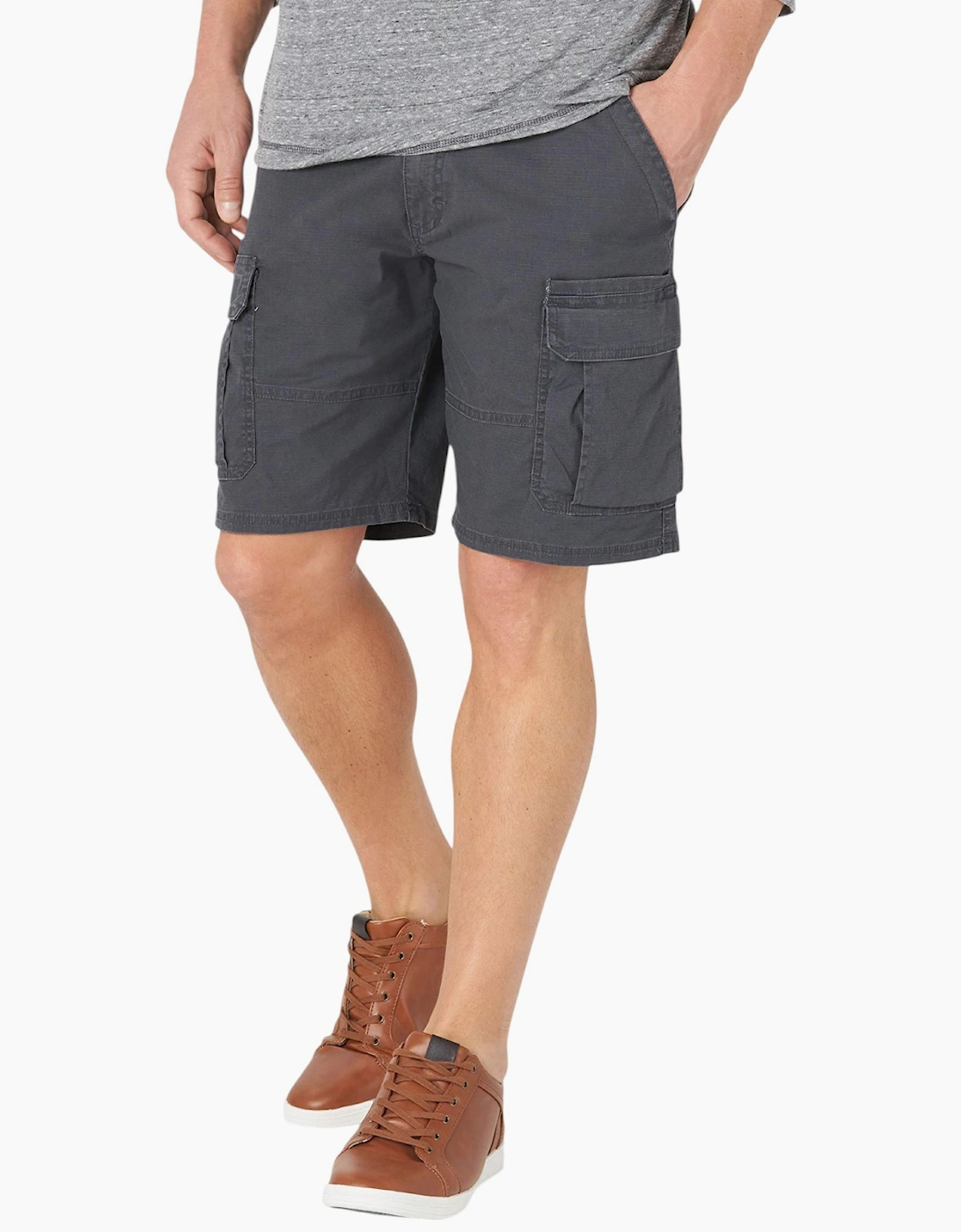 Men's WRANGLER Mens Cargo Shorts Relax Fit Casual Cotton Stretch Knee Tech Pocket Golf - Brown - Size: W30