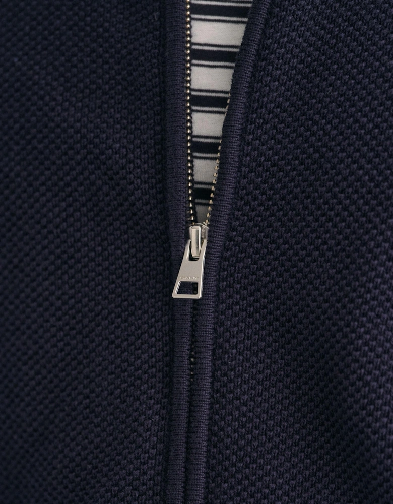 Mens Cotton Pique Full Zip Jumper