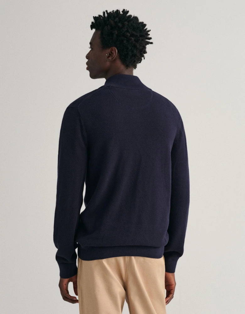 Mens Cotton Pique Full Zip Jumper