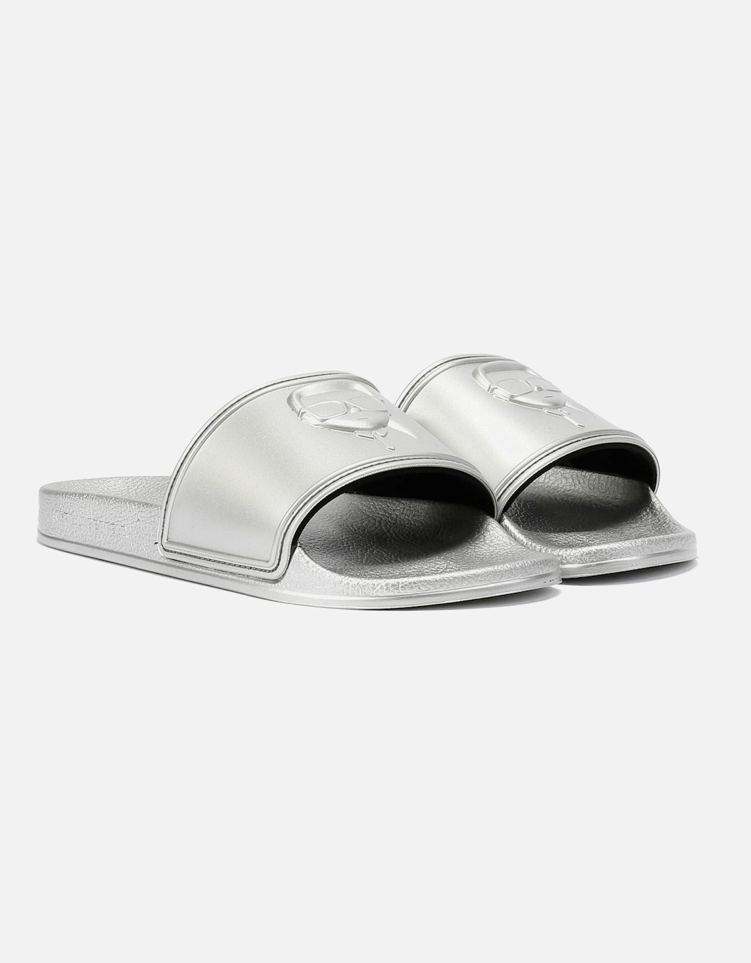 Women's Karl Lagerfeld Kondo 2.0 Karl NFT Women's Silver Slides - Size: 4