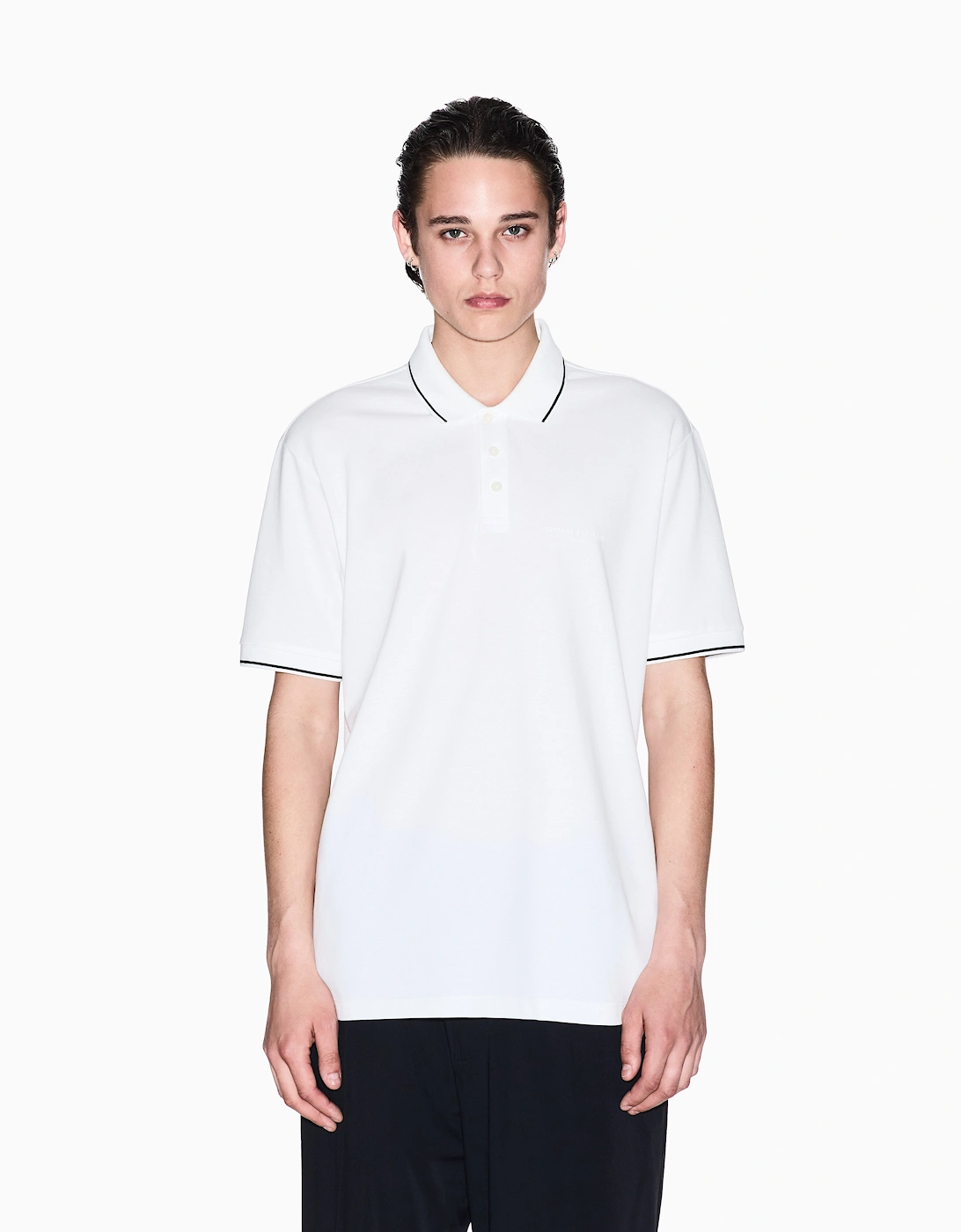 Armani Exchange Men's White Regular Fit Mercerised Cotton Polo Shirt - - : 42/Regular Xl