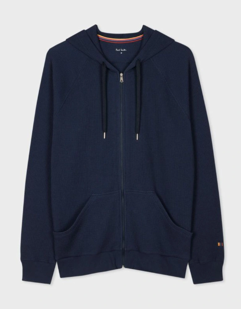 Full Zip Waffle Hoodie, Blue