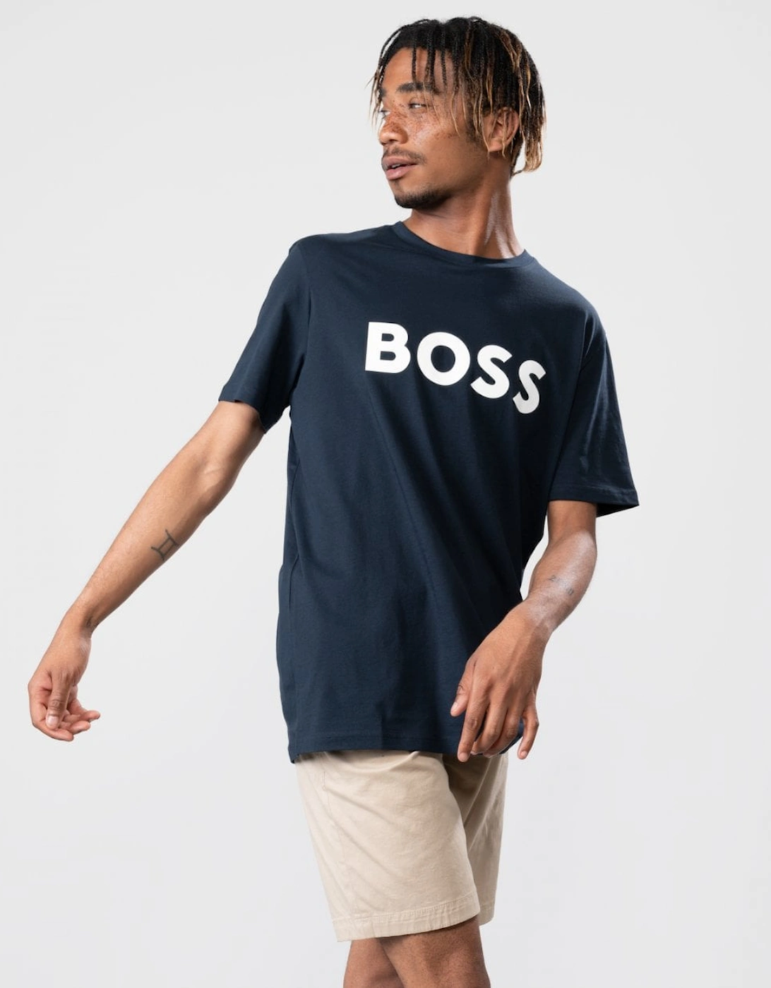 BOSS Orange Thinking 1 Large Rubber-Print Logo Mens T-Shirt, 5 of 4