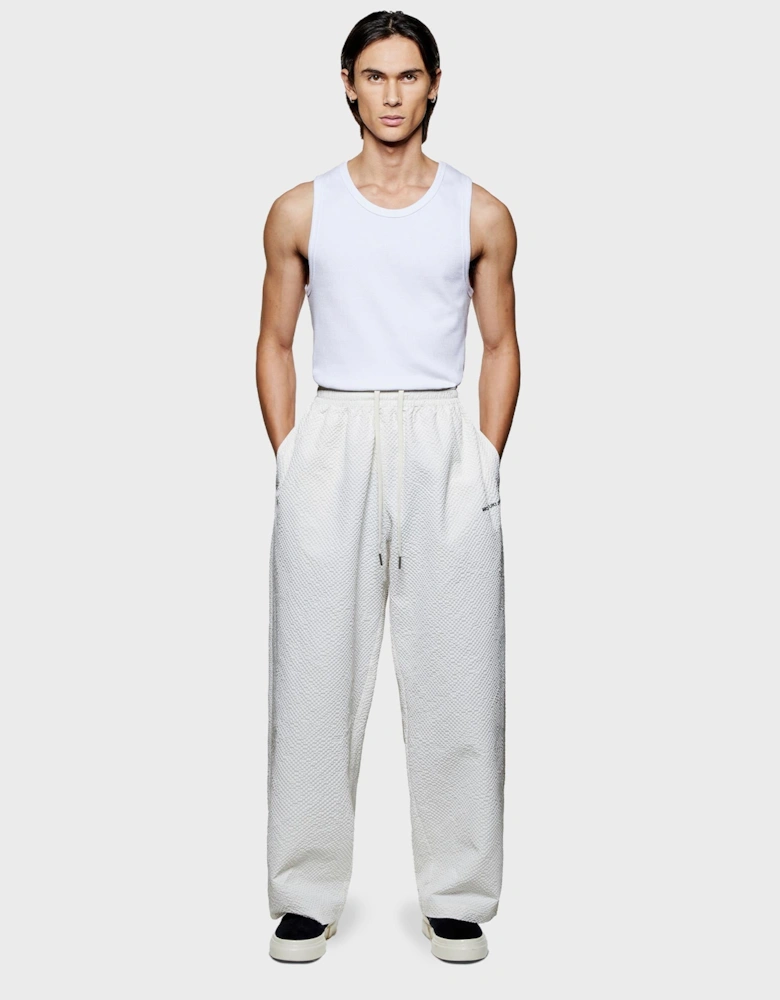 Seersucker Wide Leg Trousers