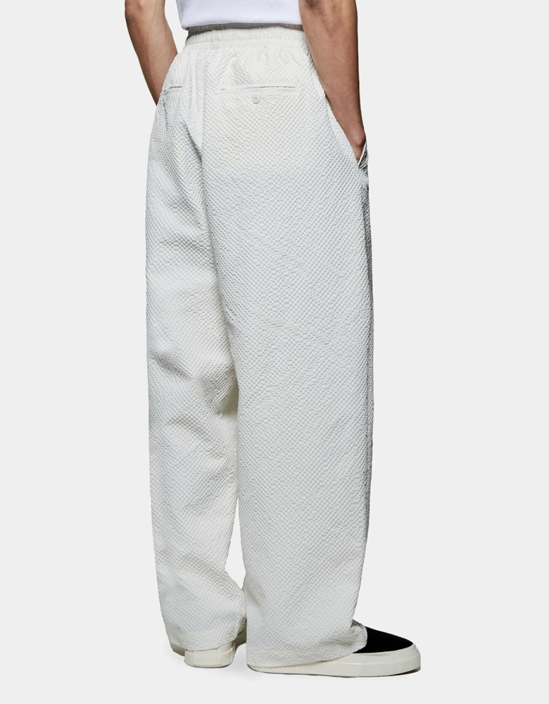 Seersucker Wide Leg Trousers