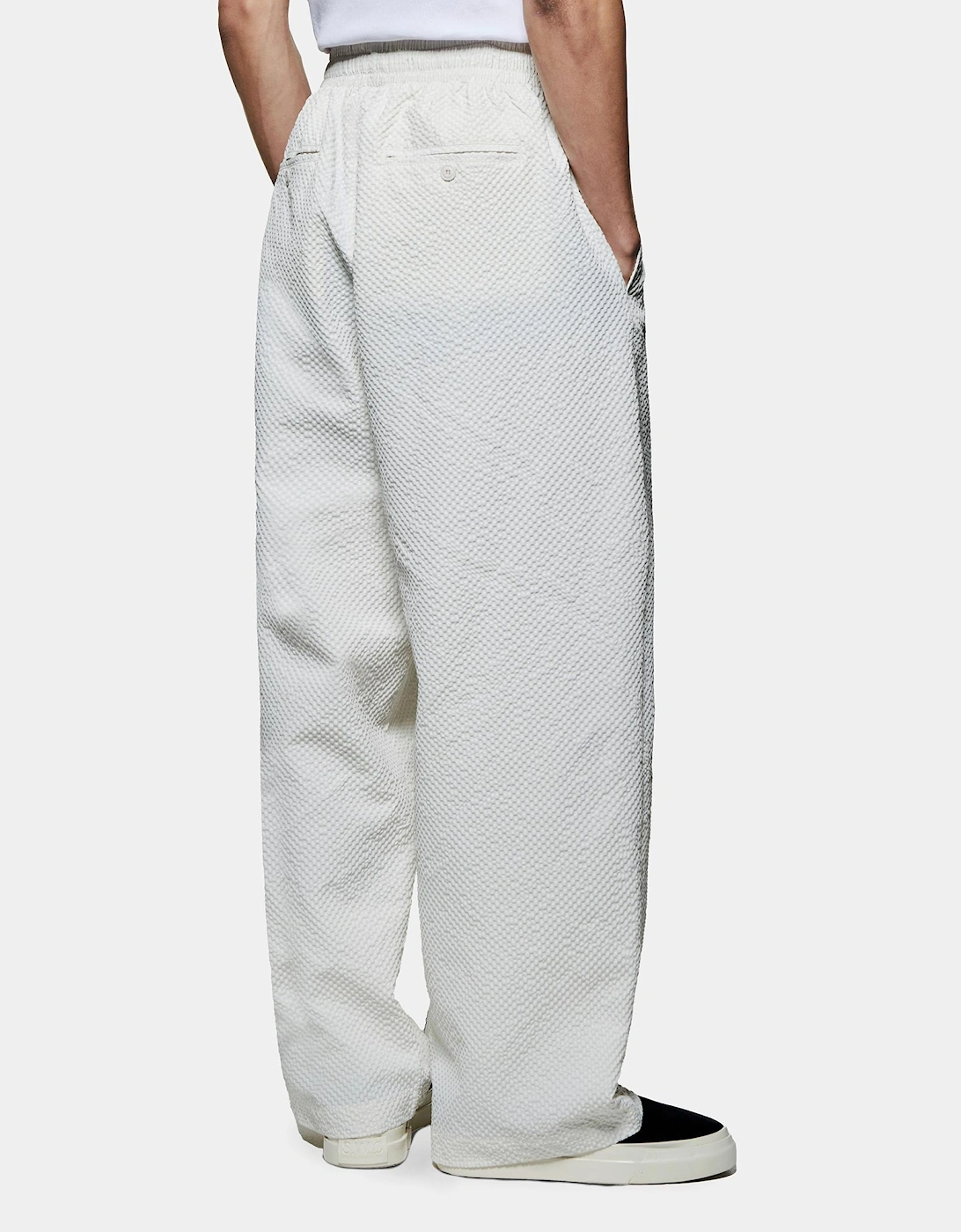 Seersucker Wide Leg Trousers