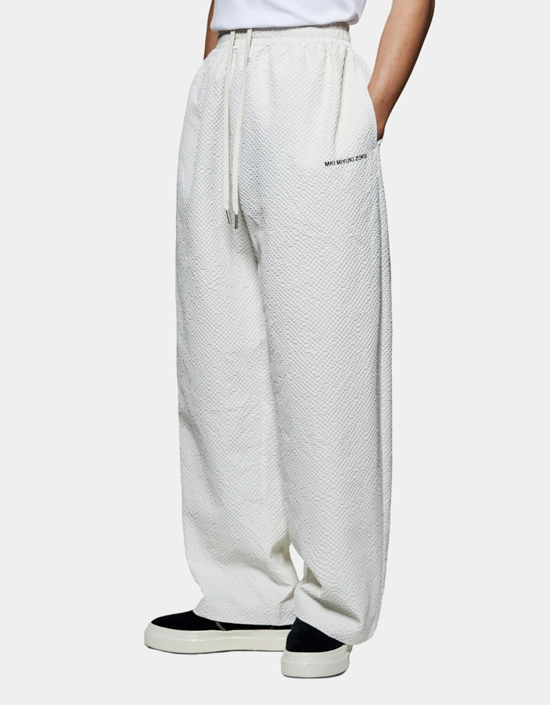 Seersucker Wide Leg Trousers
