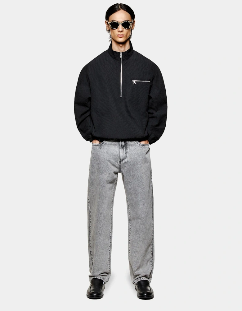 Seersucker Quarter Zip Sweatshirt
