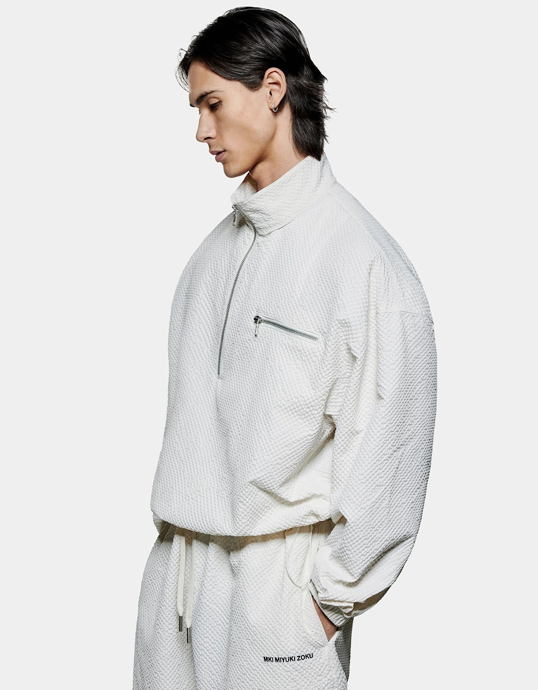 Seersucker Quarter Zip Sweatshirt, 6 of 5