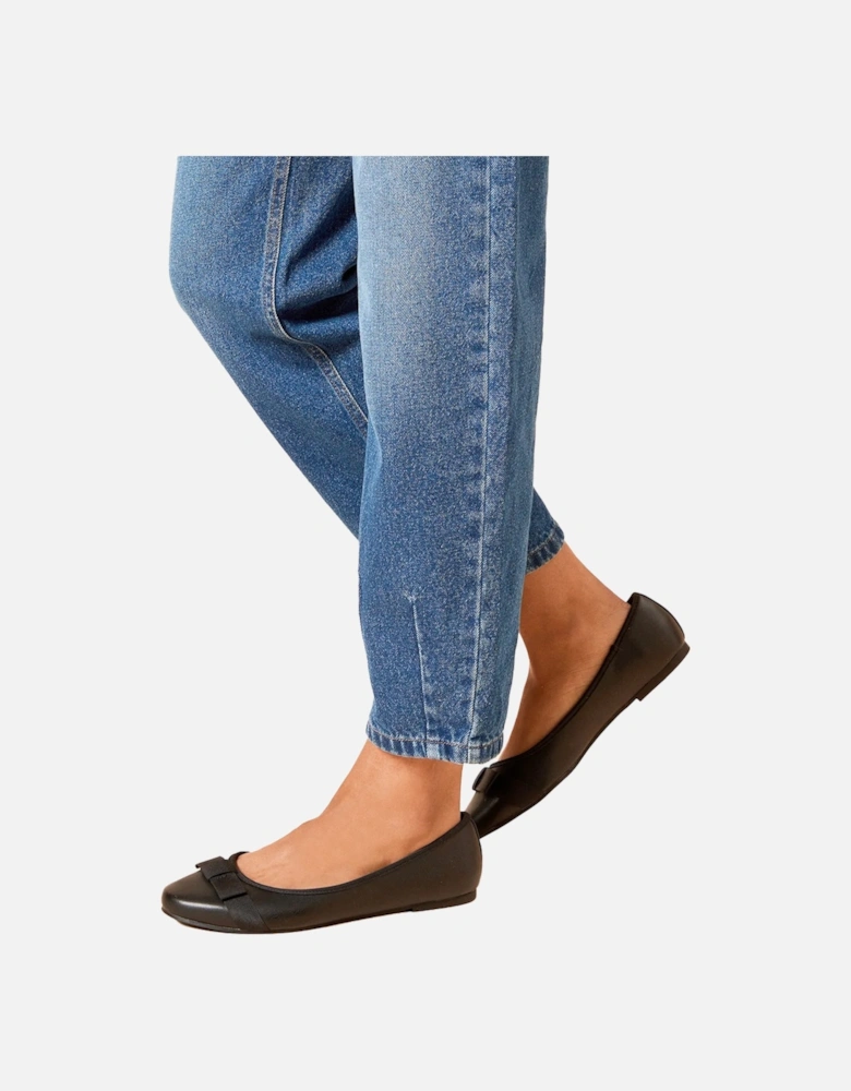 Womens/Ladies Paris Bow Detail Wide Ballerina Flats