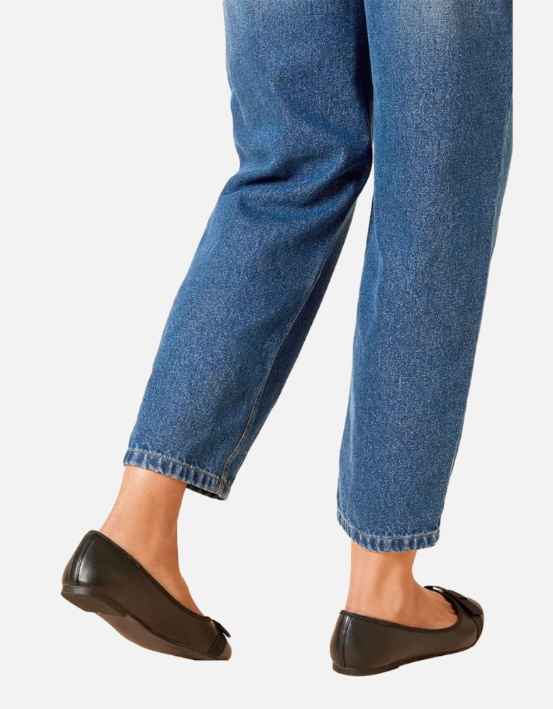 Womens/Ladies Paris Bow Detail Wide Ballerina Flats
