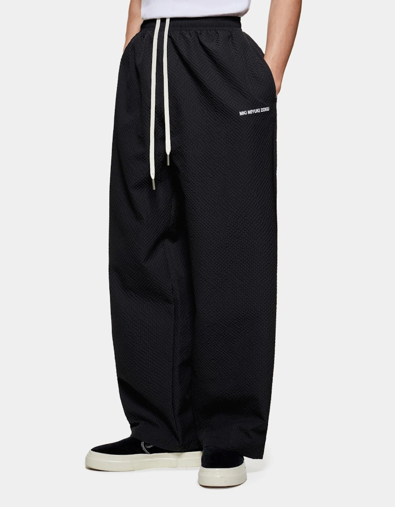 Seersucker Wide Leg Trousers