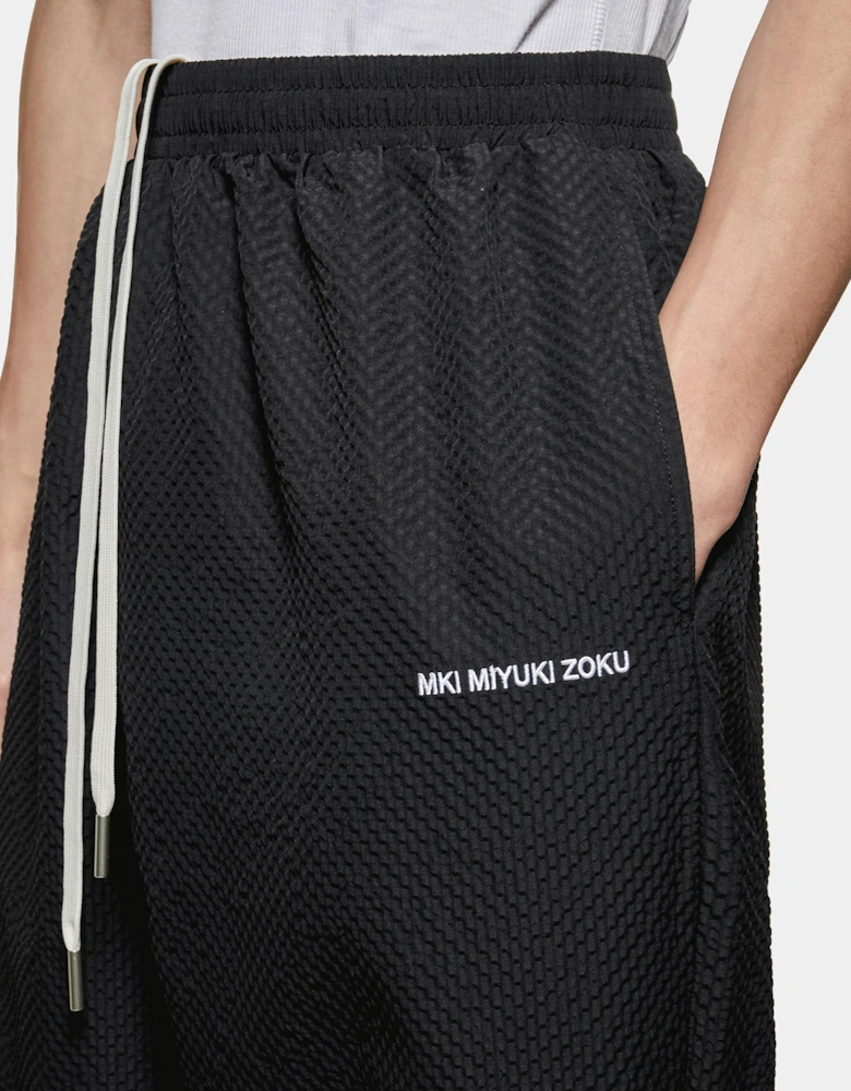 Seersucker Wide Leg Trousers
