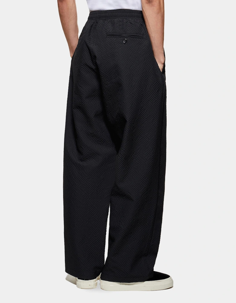 Seersucker Wide Leg Trousers