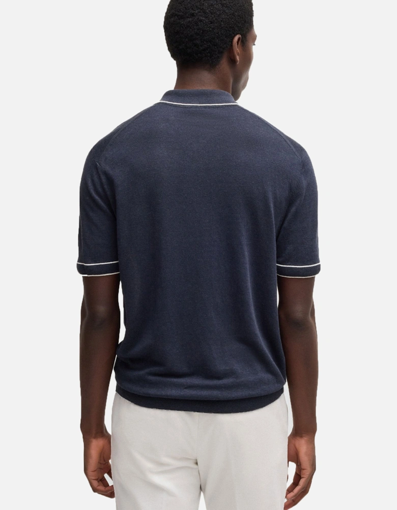 Boss Black H-Jiovanotto Half Zip Polo Shirt Dark Blue
