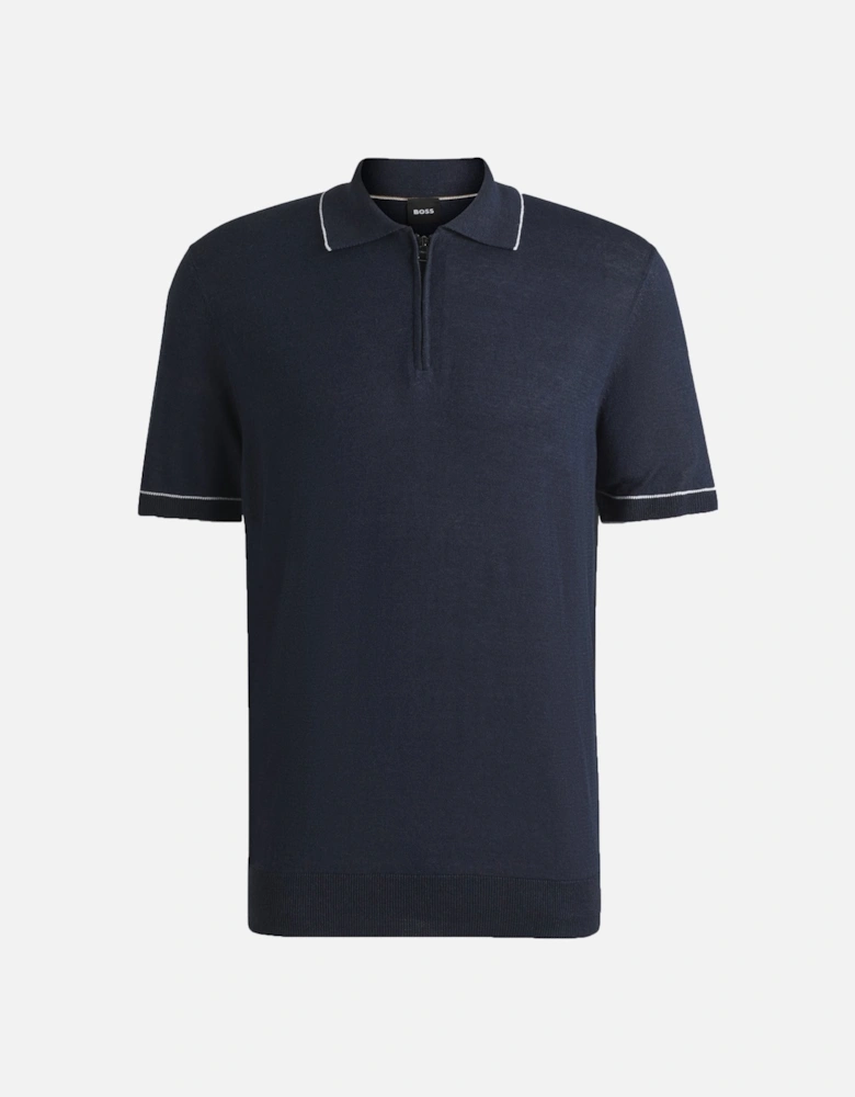 Boss Black H-Jiovanotto Half Zip Polo Shirt Dark Blue