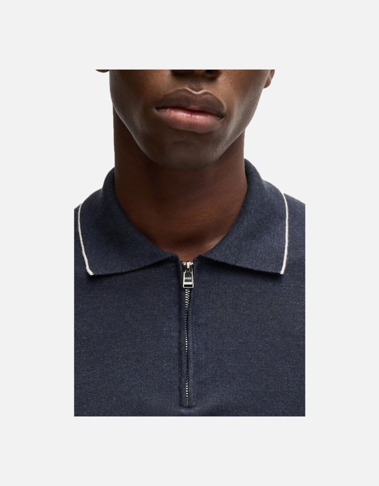 Boss Black H-Jiovanotto Half Zip Polo Shirt Dark Blue