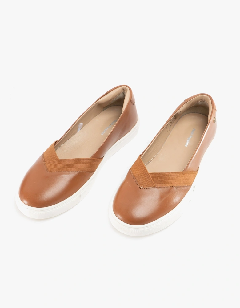 TIFFANY Womens Leather Slip On Pumps Tan