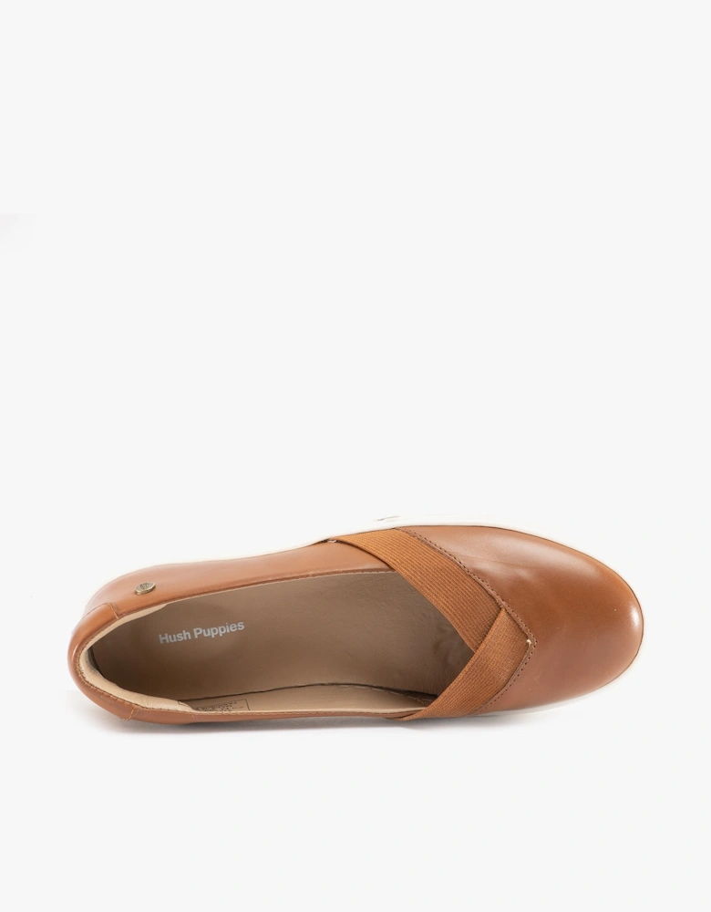 TIFFANY Womens Leather Slip On Pumps Tan