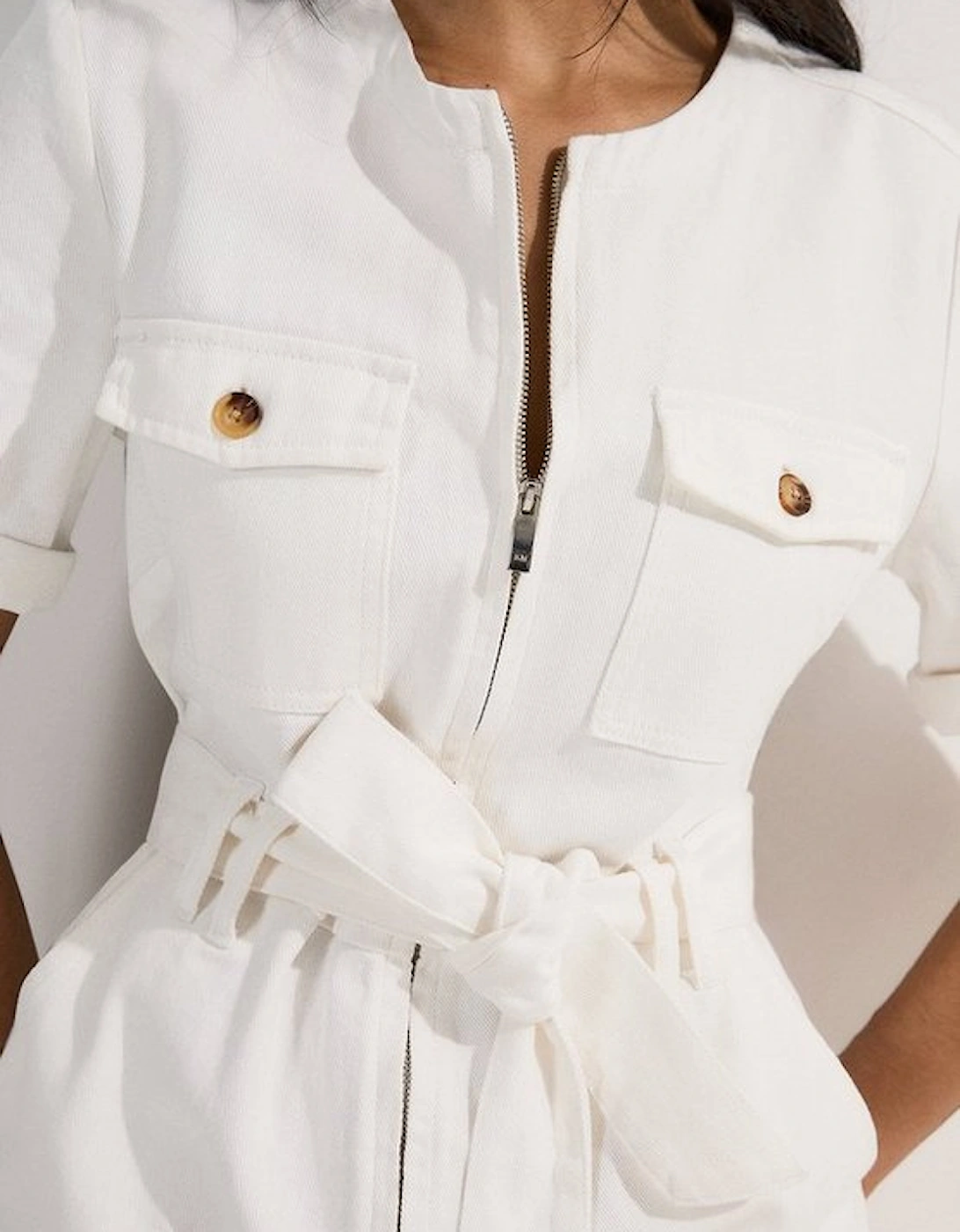 Denim Cargo Pocket Belted Playsuit, 5 of 4