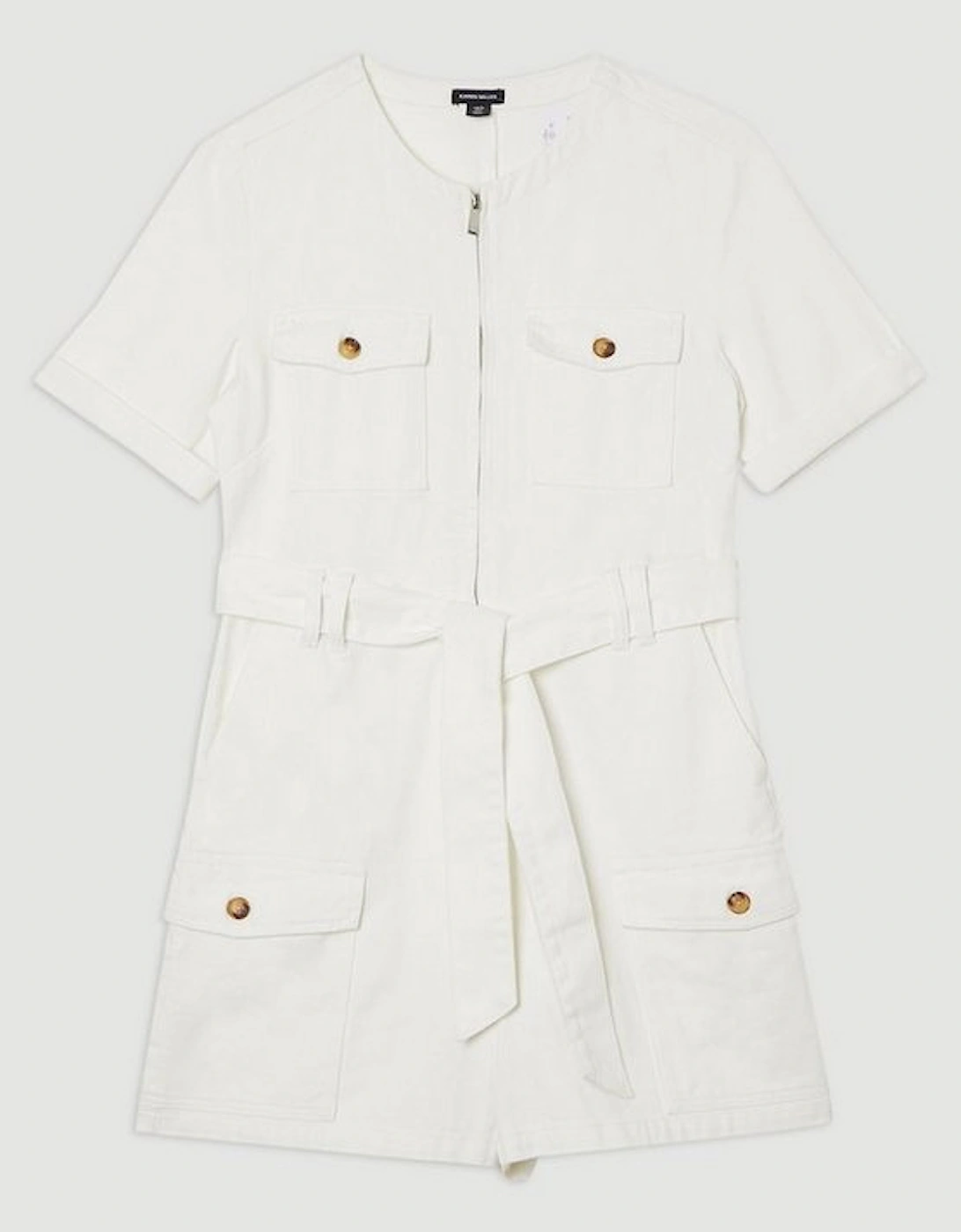 Denim Cargo Pocket Belted Playsuit