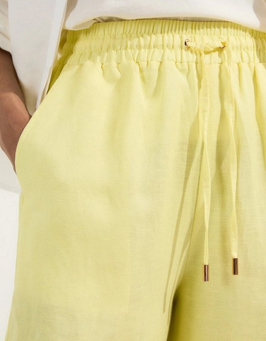 Viscose Linen Tie Waist Woven Trouser