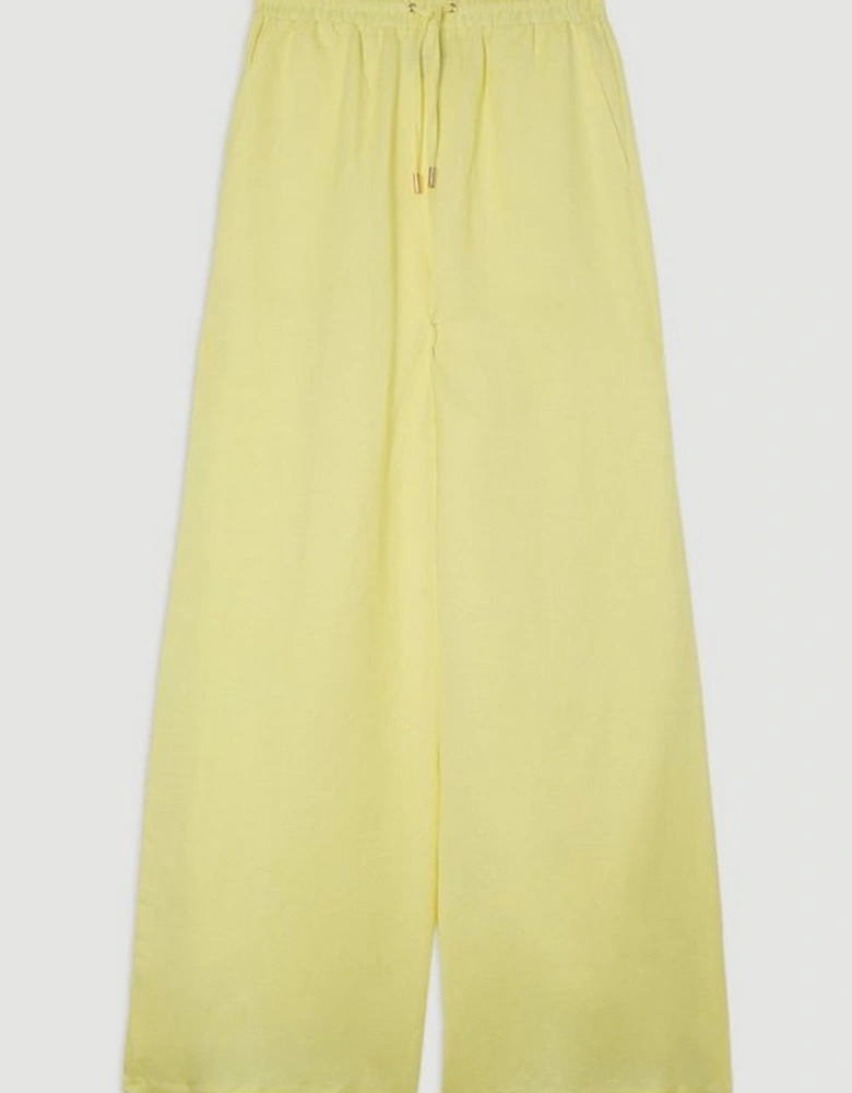 Viscose Linen Tie Waist Woven Trouser