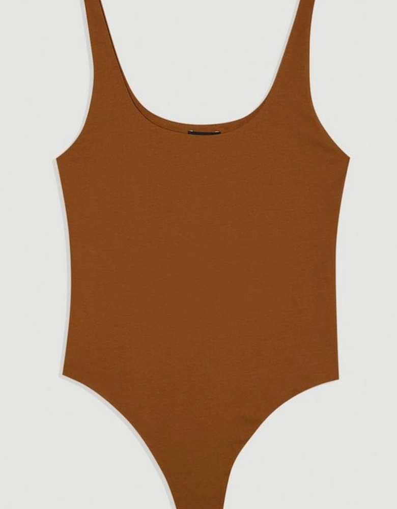 Stretch Cotton Sleeveless Scoop Neck Jersey Bodysuit