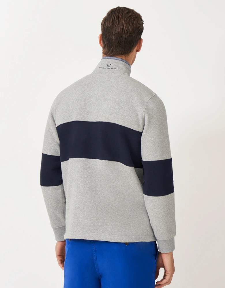 Men's Cut and Sew Graphic 1/2 Zip Sweatshirt Mid Grey Marl/Heritage Dark Navy