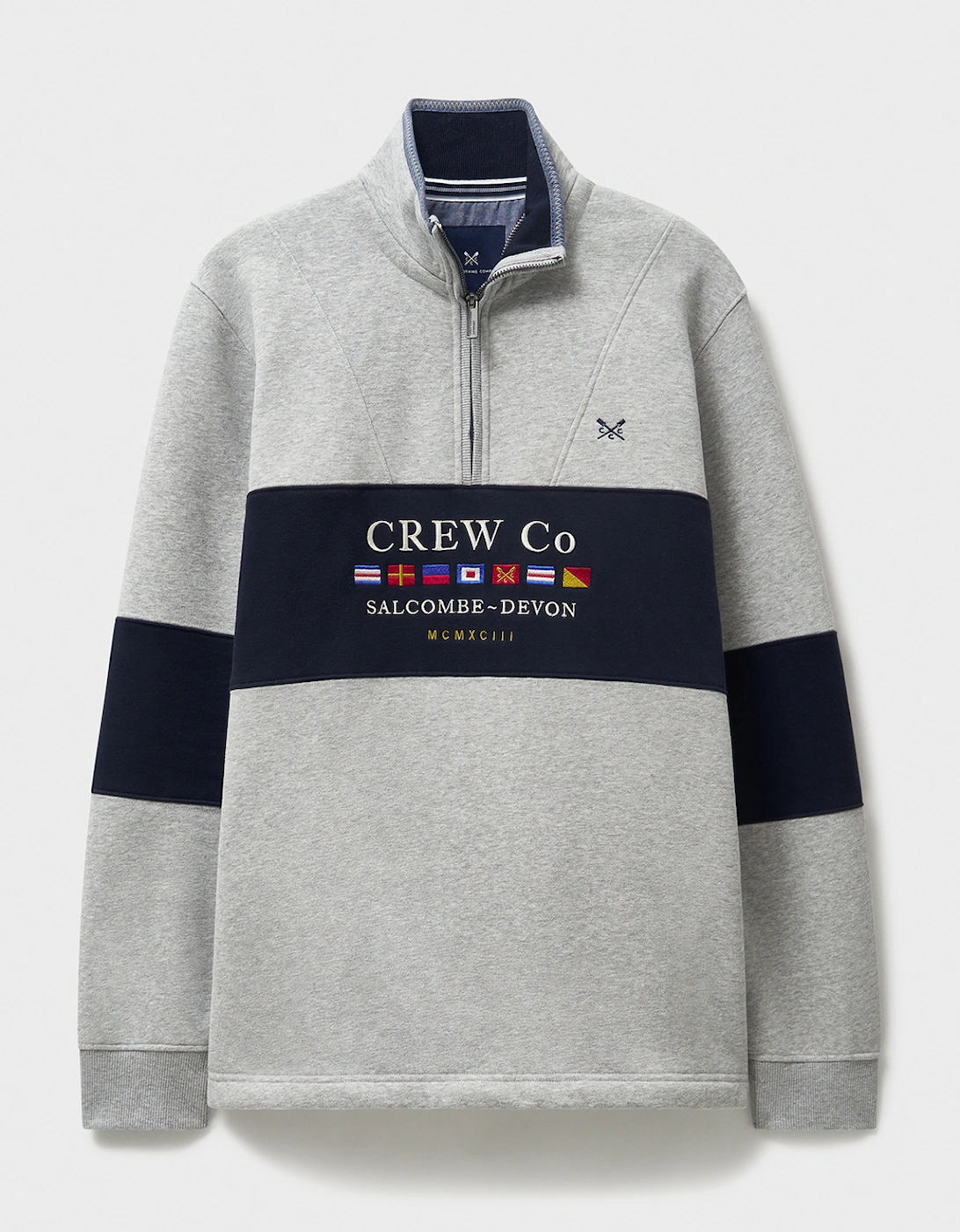 Men's Cut and Sew Graphic 1/2 Zip Sweatshirt Mid Grey Marl/Heritage Dark Navy