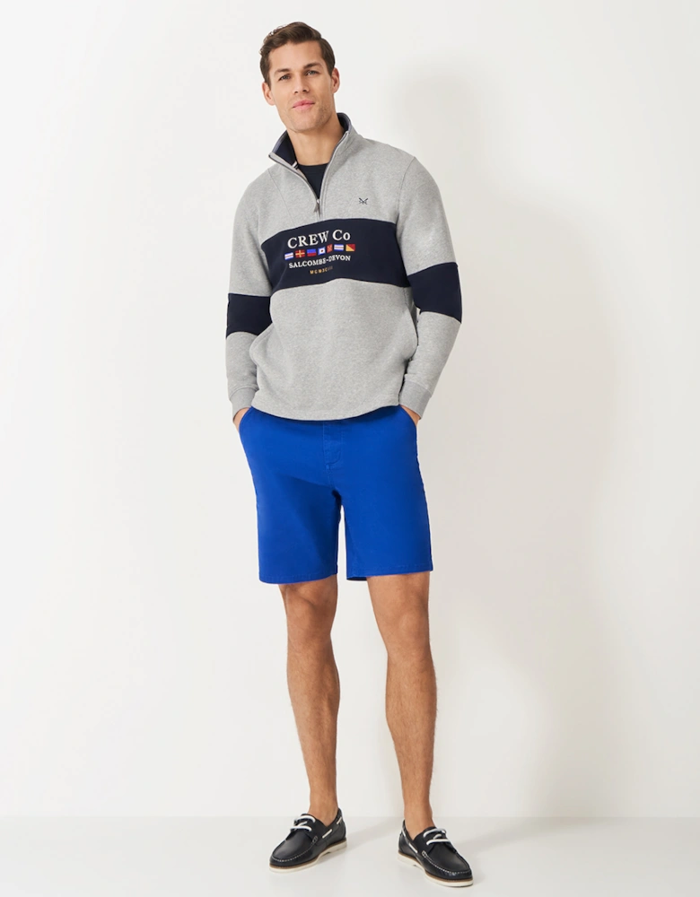 Men's Cut and Sew Graphic 1/2 Zip Sweatshirt Mid Grey Marl/Heritage Dark Navy