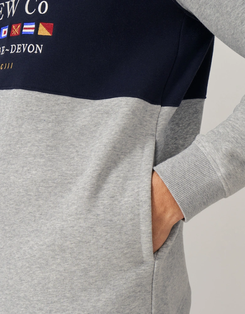 Men's Cut and Sew Graphic 1/2 Zip Sweatshirt Mid Grey Marl/Heritage Dark Navy