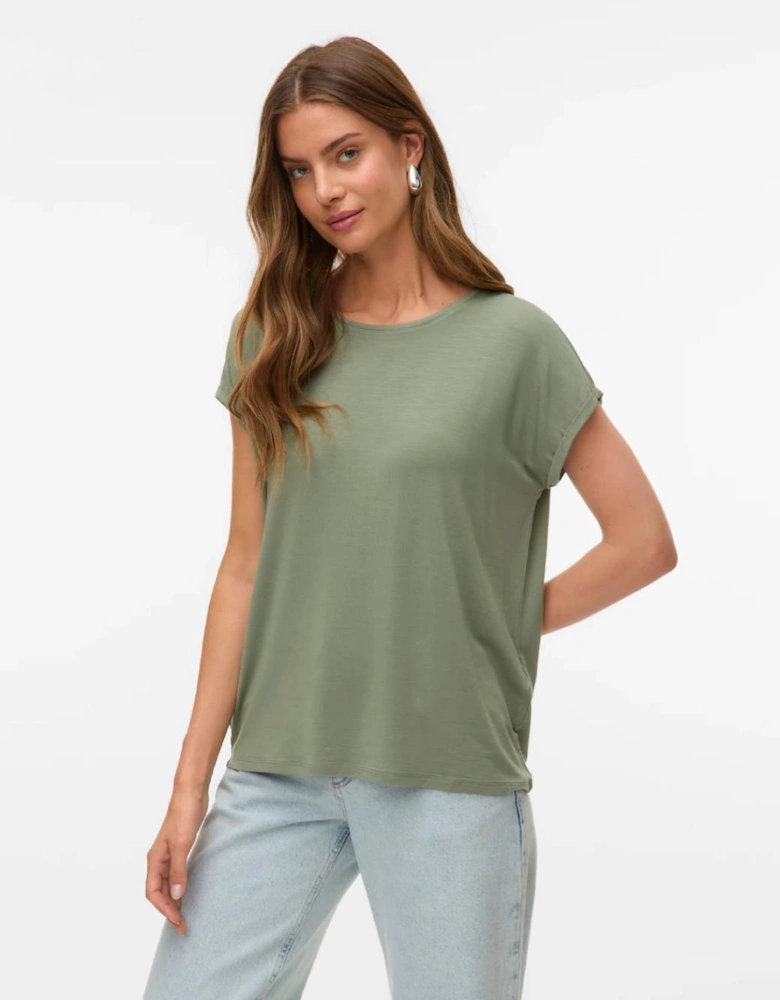 Ava Plain Short Sleeve Top Hedge Green