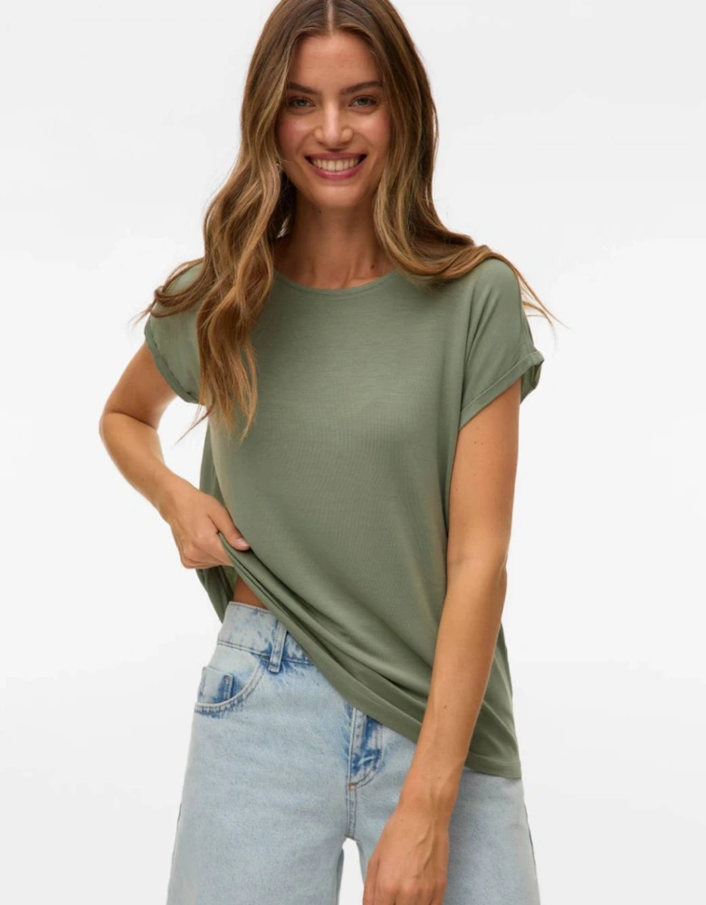 Ava Plain Short Sleeve Top Hedge Green
