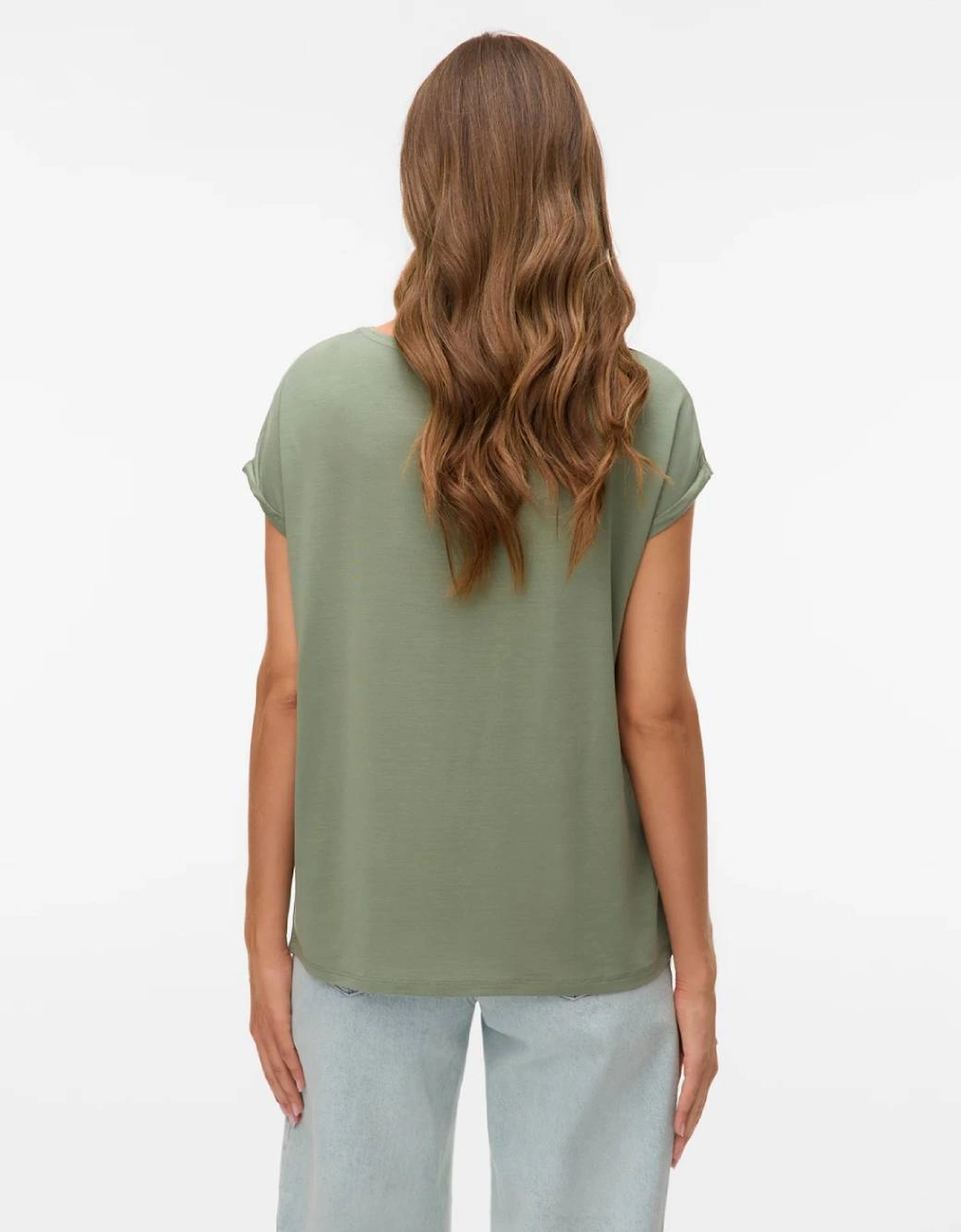 Ava Plain Short Sleeve Top Hedge Green