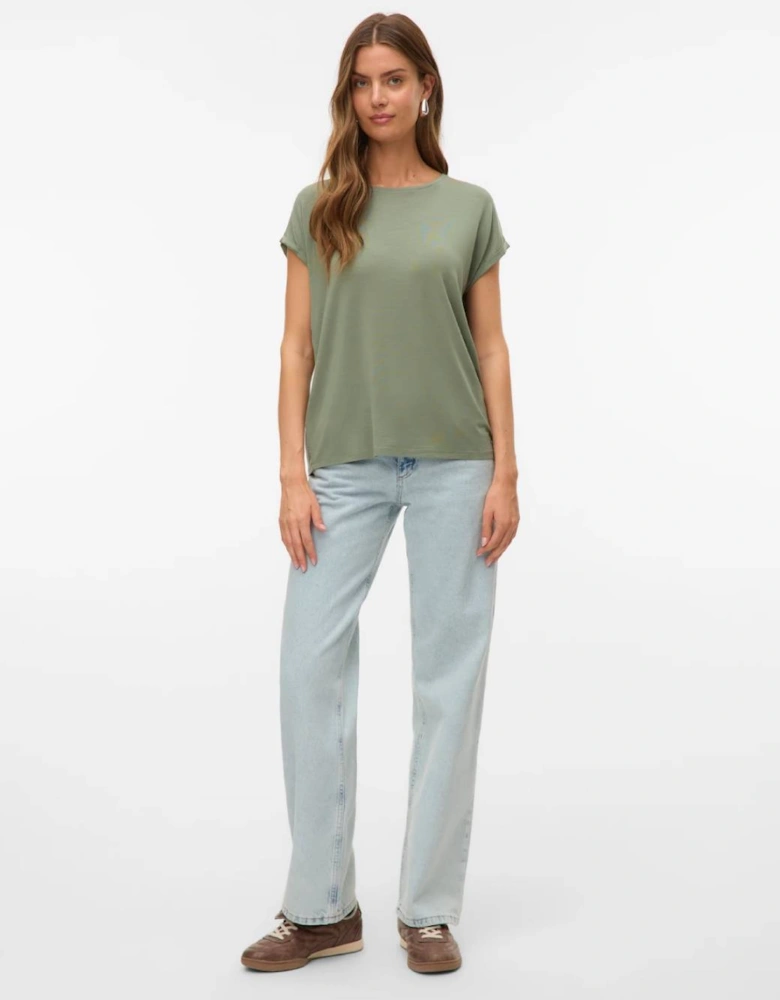 Ava Plain Short Sleeve Top Hedge Green