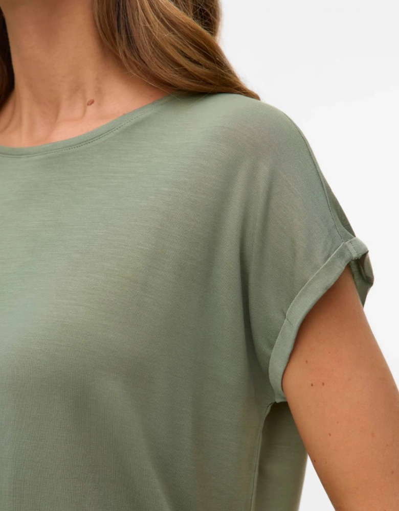 Ava Plain Short Sleeve Top Hedge Green