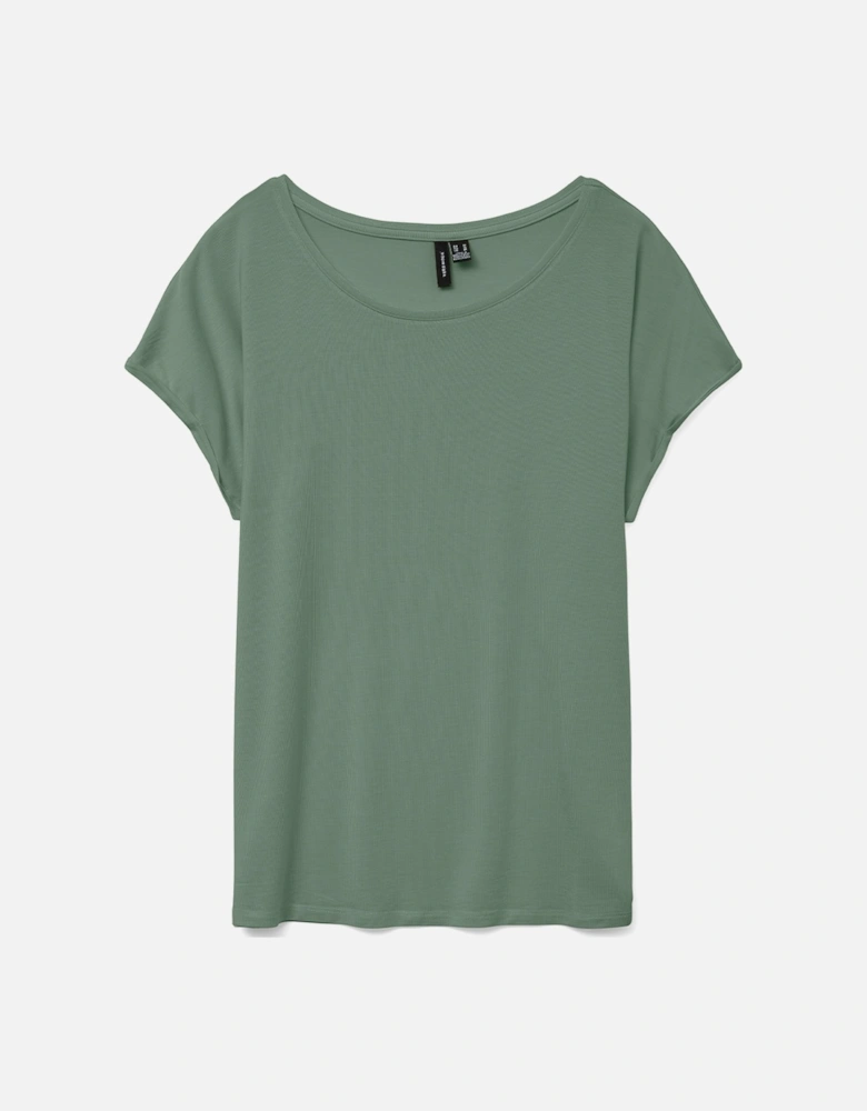 Ava Plain Short Sleeve Top Hedge Green