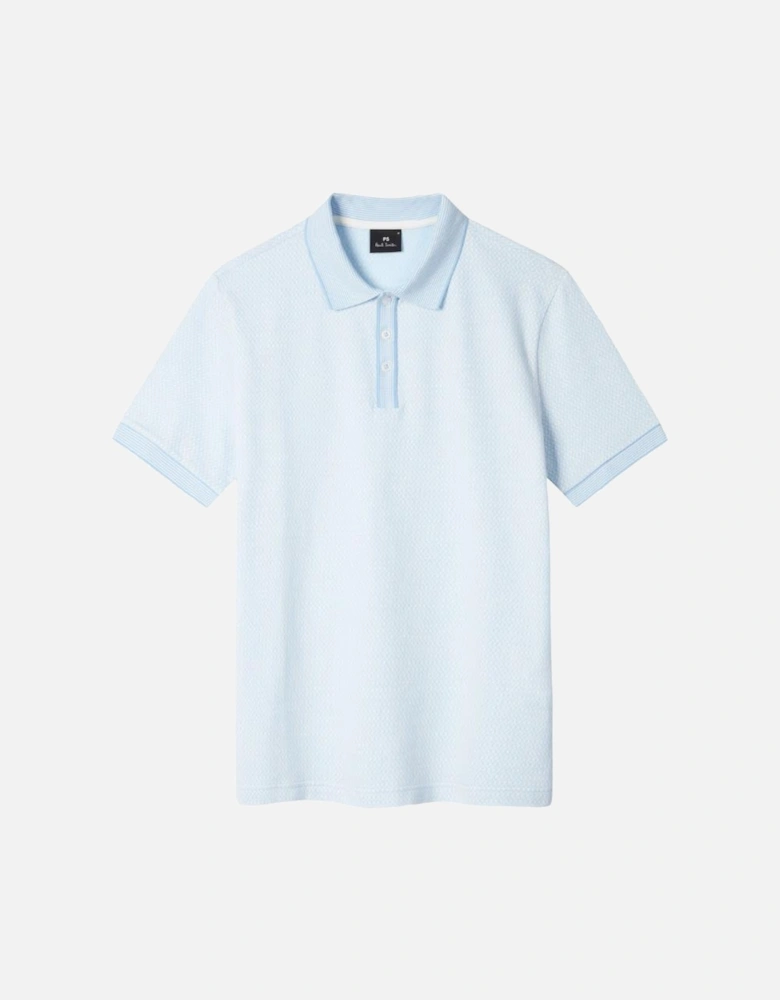 Geo Mercerised  Polo Shirt - Light Blue