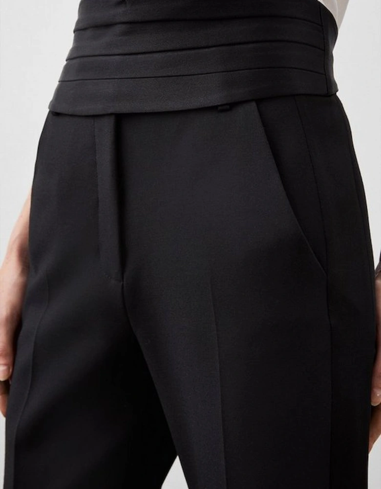 Compact Stretch Satin Side Slim Leg Tailored Trouser