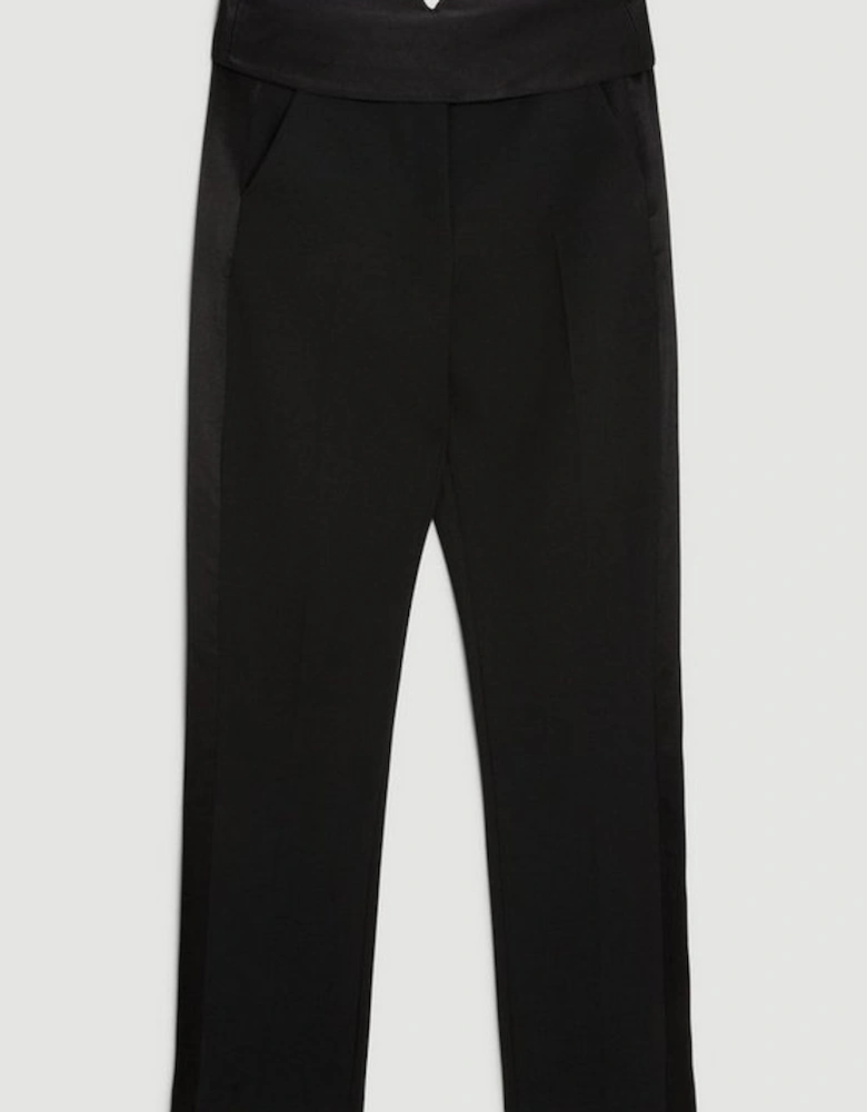 Compact Stretch Satin Side Slim Leg Tailored Trouser