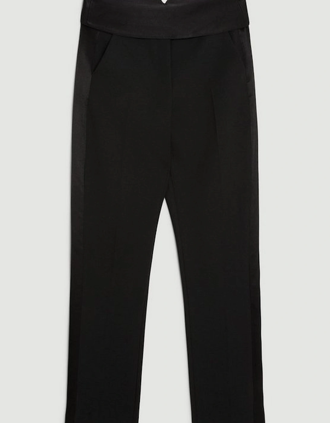 Compact Stretch Satin Side Slim Leg Tailored Trouser